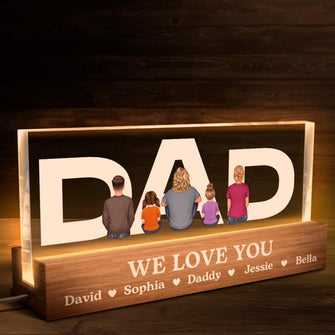 We Love You Dad - Customized Acrylic LED Night Light - Gifts For Family Dad