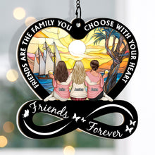 Friends Are The Family - Personalized Acrylic Window Suncatcher Ornament - Gift For Besties, Sisters