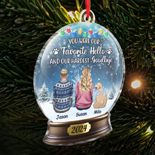 We Miss You - Customized Personalized Snow Ball Acrylic Ornament - Memorial Gift For Pet Loss Owners, Dog Mom, Dog Dad, Dog Lover