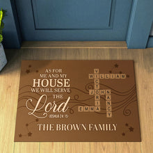 As For Me And My House We Will Serve The Lord - Custom Crossword Puzzle Art Doormat - Funny Gifts For Family, Friend