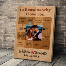 Custom Photo - 12 Reasons Why I Love You - Personality Customized Canvas - Gift For Couple