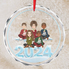 Sisters and Siblings Sitting - Personalized Glass Ornament - Christmas Gift For Family, Siblings, Sistas, Sisters