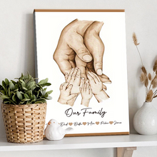 Parents Hands With Kids Family Gift Home Decor Personalized Custom Framed Canvas Wall Art