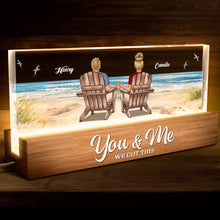 Couple Sitting At Beach -  Customized Personalized Acrylic LED Night Light - Gifts For Couple