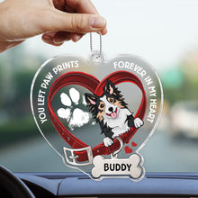 You Left Paw Prints Memorial Pet - Customized Personalized Car Ornament - Gifts For Dog Lovers