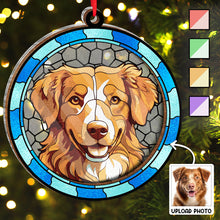 Custom Photo Circle Ornament - Stained Glass Personalized 2-Layered Mix Ornament - Gift For Couple, Husband, Wife, Anniversary, Pet Lovers