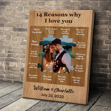 Custom Photo 14 Reasons Why I Love You Valentine's Day Gifts Couple Personalized Custom Framed Canvas Wall Art