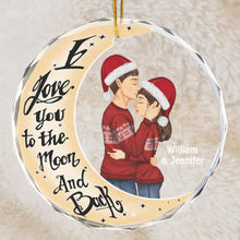 Custom Character I Love You To The Moon And Back Personalized Custom Glass Ornament Christmas Gift For Couple Anniversary Gift