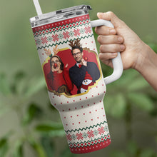 Custom Photo First Christmas - Personalized Custom 40oz Stainless Steel Tumbler - Gift For Couple