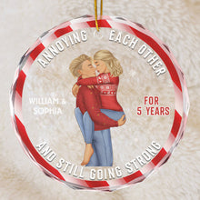 Annoying Each Other - Customized Personalized Glass Ornament - Christmas Gift For Couple Husband Wife