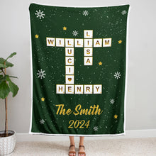 Custom Family Name Crossword Blanket - Personalized Photo Blanket - Christmas Gifts For Family