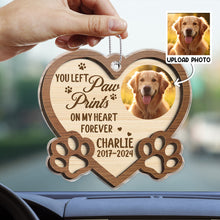 Custom Pet Photo Your Paw On My Heart - Customized Personalized Car Ornament - Gift For Memorial Pet Mom Pet Dad Loss Gift