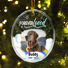 Custom Photo Forever Loved Pet Memorial - Personalized Glass Ornament - Gift For Memorial