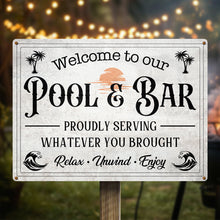 Welcome To Our Pool & Bar - Swimming Metal Sign Home Yard Poolside Decoration