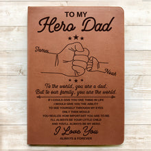 To My Hero Dad - Personalized Leather Journal - Father's Day Gift For Dad, Grandpa