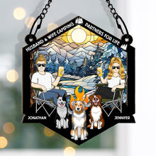 Making Memories One Campsite At A Time  - Personalized Acrylic Window Suncatcher Ornament - Gift For Couple Dog Lover