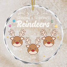 Christmas Reindeers - Customized Personalized Glass Ornament - Christmas Gift For Family