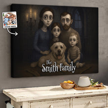 Custom Family Photo Animated Gothic Style - Personalized Customized Canvas - Special Halloween Gift For Family Members