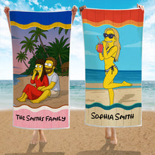 Simpsonize Your Photo - Turn Your Photo to Simpsons Beach Towel - Gift For Family Members, BFF, Couple, Besties