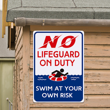 No Lifeguard On Duty Swim At Your Own Risk Swimming Poolside Backyard Themed Metal Sign