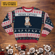 Personalized Unisex Ugly Sweater Funny Cartoon Cats Christmas Gift For Cat Lovers, Cat Moms, Cat Dads