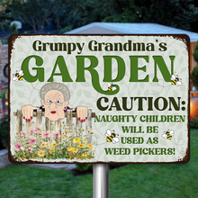 Caution Naughty Children Will Be Used As Weed Pickers - Personalized Classic Metal Signs