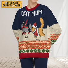 Cat Dad/Mom Winter Cat Sweater Shirt - Ugly Sweater - Gifts For Cat Lovers Personalized Custom Ugly Sweater