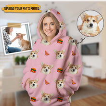 Woman And Her Dog - Personalized Oversized Blanket Hoodie - Birthday Mother's Day Gift For Dog Mom, Cat Mom