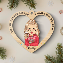 I'm the middle sister I'm the reason we have rules - Personalized Wooden Cutout Ornament - Gift For Sisters Sistas