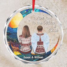 I Love You To The Moon & Back - Customized Personalized Glass Ornament - Memorial Gift For Loss