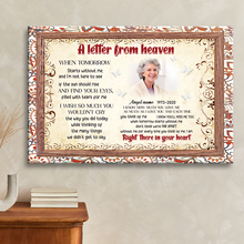 A Letter From Heaven - Custom Photo Memorial Gifts For Angel, Sympathy Gift Personalized Custom Framed Canvas Wall Art