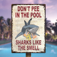 Sharks Like The Smell Warning Metal Sign Swimming Poolside Decoration