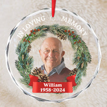 Custom Photo In Loving Memory - Customized Personalized Glass Ornament - Gift For Loving Memory