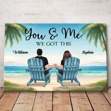 Beach View Couple Sitting Beach Gift For Couple Personalized Custom Framed Canvas Wall Art