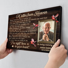 A Letter Sent From Heaven - Personalized Customized Canvas - Memorial Gift For Family Members