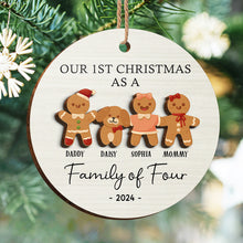 First Christmas As A Family As A Gingerbread- Personalized 2-Layered Wooden Ornament - Gifts For Family