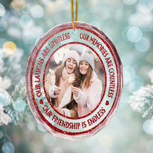 Bling Bling Glitter Custom Photo Ornament - Personalized Glass Ornament - Christmas Gift For Best Friends, Besties, Soul Sisters