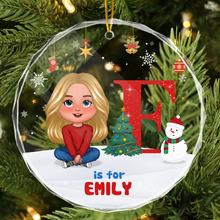 Christmas Alphabet - Customized Personalized Glass Ornament - Christmas Gift For Children Kid Family