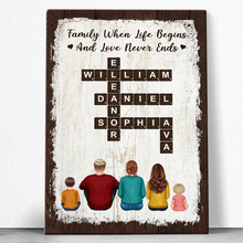 Custom Family Character Crossword Wall Canvas - Personalized Customized Canvas - Gift For Family