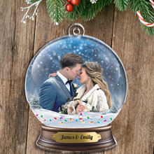 Custom Photo Couple Snow Globe - Personalized Custom Acrylic Ornament - Christmas Gift For Couple