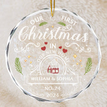 Our First Christmas In Our New House - Customized Personalized Glass Ornament - Christmas Gift For Couple Husband Wife