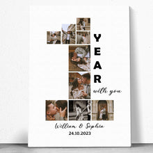 Custom Photo 1 Year With You - Personalized Customized Canvas - Gifts For Couple