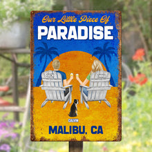 Our Paradise - Summer Sunset Personalized Customized Metal Sign Decoration For Pet Lover Couple