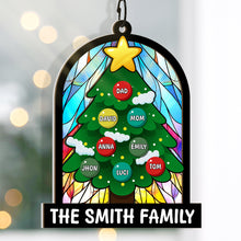 Family Christmas Tree - Personalized Window Suncatcher Ornament - Family Gift For Christmas