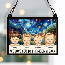 Custom Character We Love You To The Moon Personalized Custom Window Suncatcher Ornament Family Gift