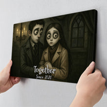 Custom Couple Photo Gothic Animated Style - Personalized Customized Canvas - Unique Halloween Gift For Couple, Him, Her, Husband, Wife