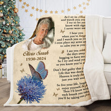 Custom Photo - As I Sit In Heaven - Customized Personalized Blanket - Memorial Gift For Family Loss