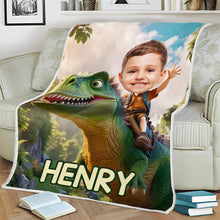 Jurassic Adventure - Customized Personalized Blanket - Gift For Family Members