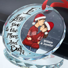 Custom Character I Love You To The Moon And Back Personalized Custom Glass Ornament Christmas Gift For Couple Anniversary Gift