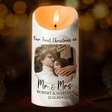 Custom Photo Our First Christmas - Customized Personalized Candle Led Light - Christmas Gift For Couple Husband Wife